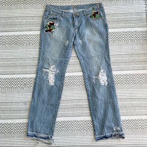 Embroidered Floral distressed Jeans